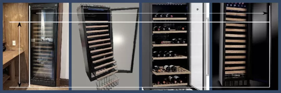 Explicación sobre las medidas externas de cavas para vinos