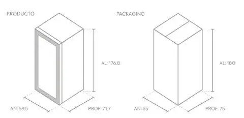 Medidas de la cava Winefroz WMN165S