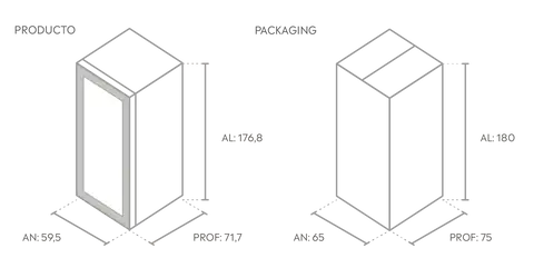 Medidas de la cava Winefroz WMN 165S BLACK INOX