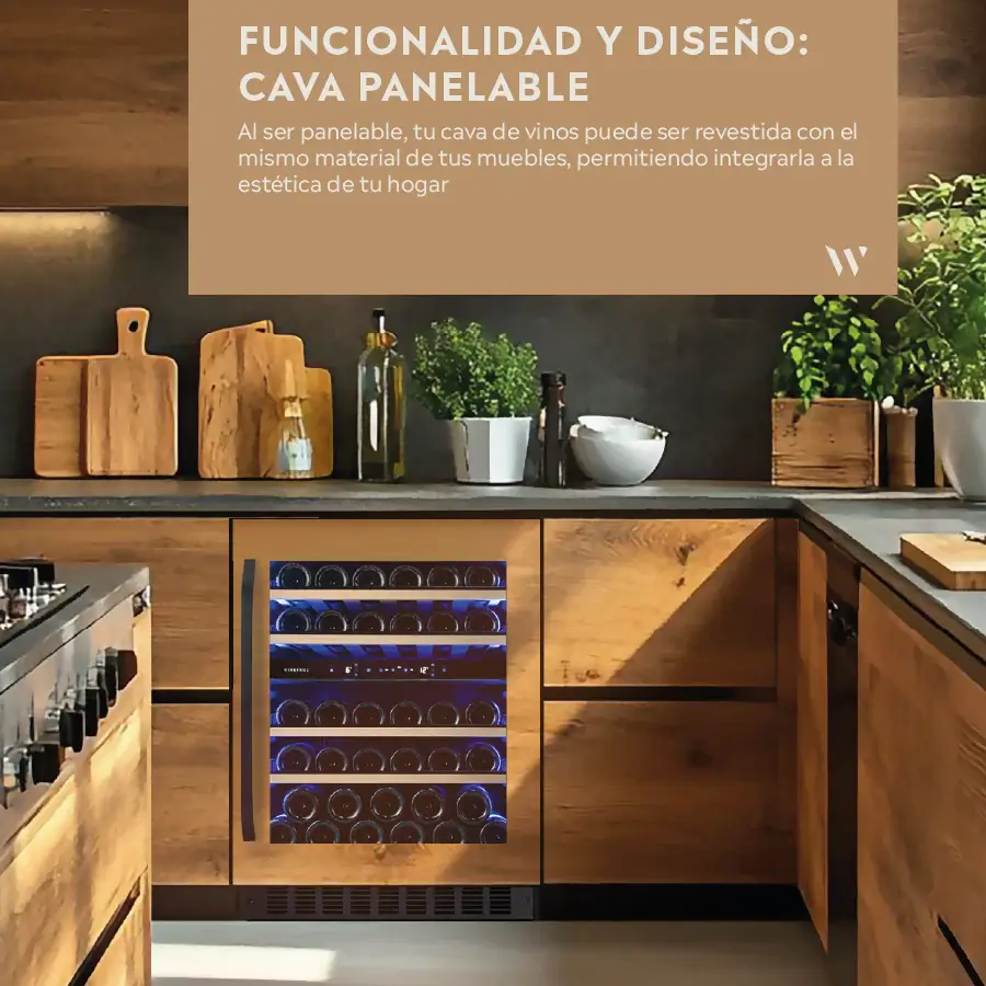 Winefroz MN 27 BI Panelable 4 Cava premium Winefroz MN 27 BI Panelable instalada en cocina