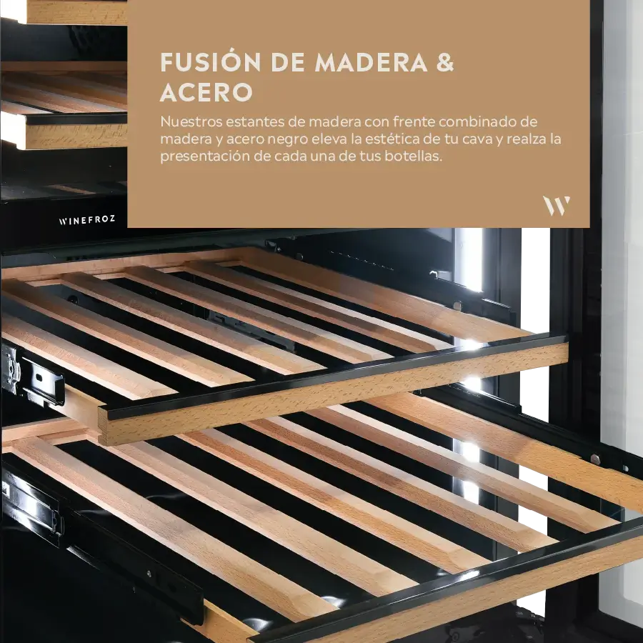 Winefroz MN 27 BI Panelable 5 Estantes de madera de la cava Winefroz MN 27 BI Panelable