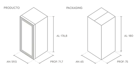 Medidas de la cava Winefroz WMN 143T BLACK INOX