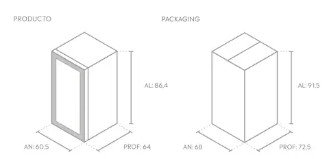 Medidas de la cava Winefroz WMN 38 Black Inox WIFI